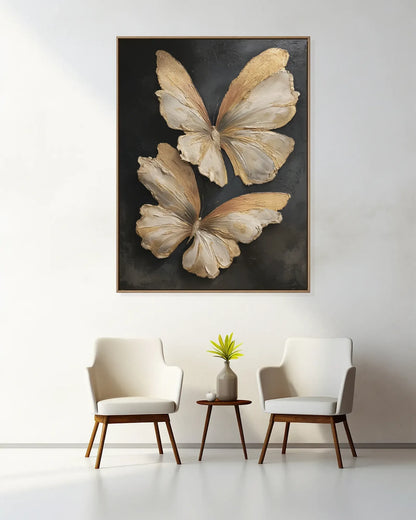 Gold Butterfly Texture Wall Art No.126