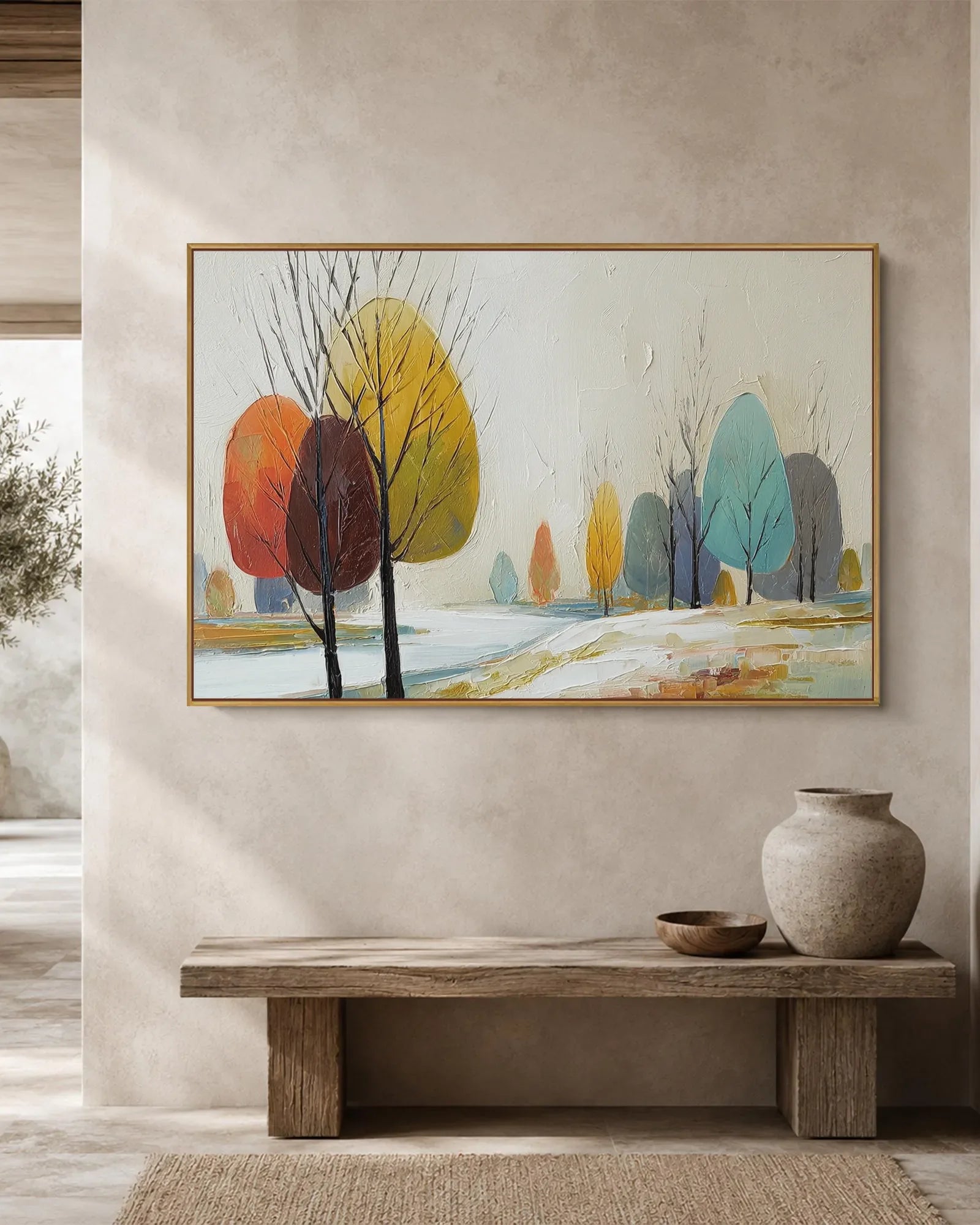 Horizontal Abstract Wabi Sabi Canvas Painting No.112