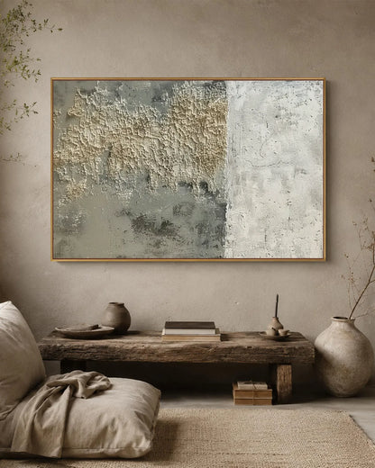 Horizontal Natural Tone Wabi Sabi Canvas Art No.125