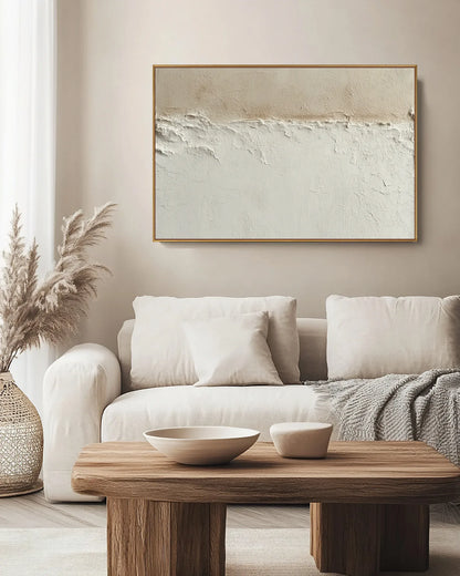 Horizontal Natural Tone Wabi Sabi Canvas Painting No.127