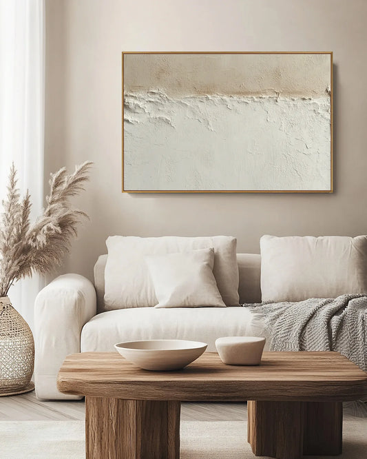 Horizontal Natural Tone Wabi Sabi Canvas Painting No.127