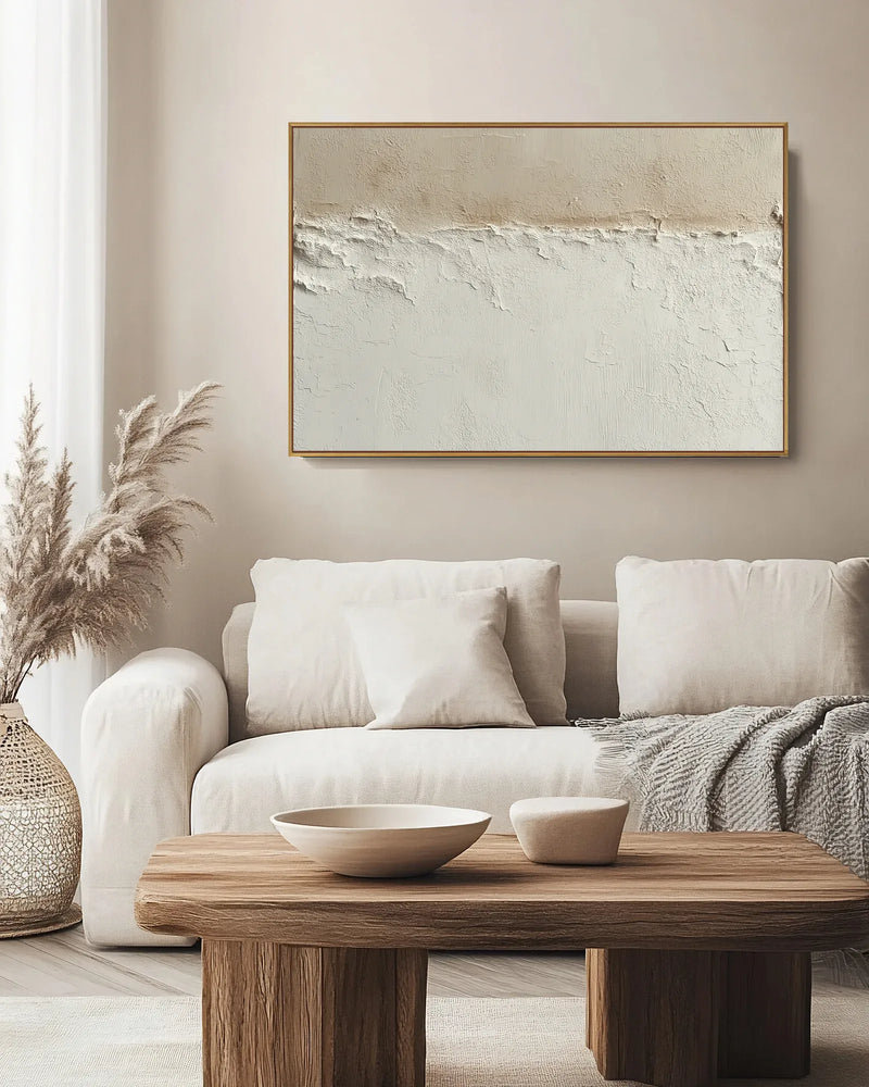 Horizontal Natural Tone Wabi Sabi Canvas Painting No.127