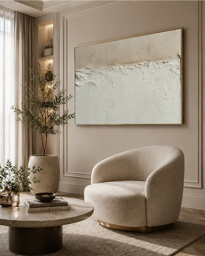 Horizontal Natural Tone Wabi Sabi Canvas Painting No.127