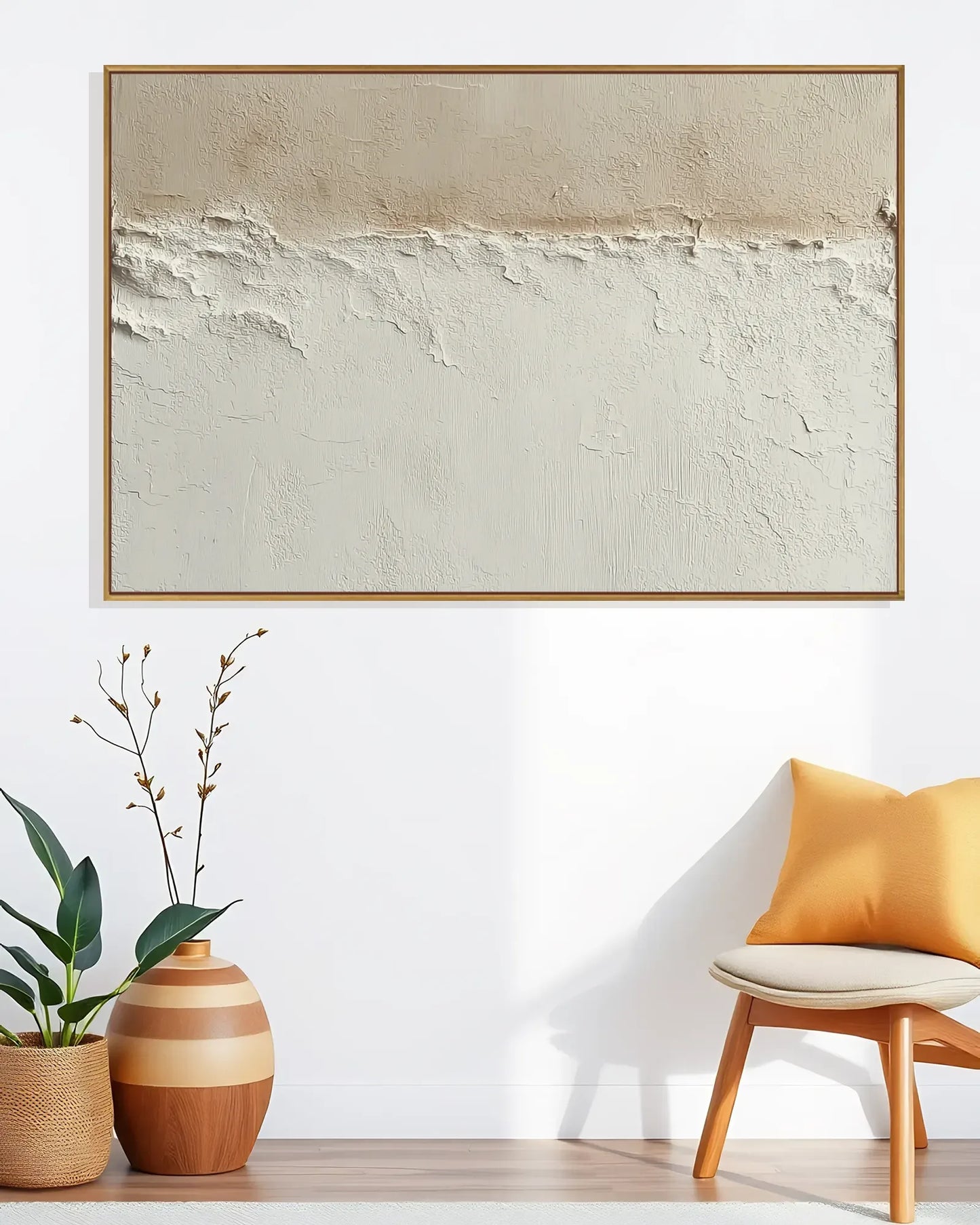 Horizontal Natural Tone Wabi Sabi Canvas Painting No.127