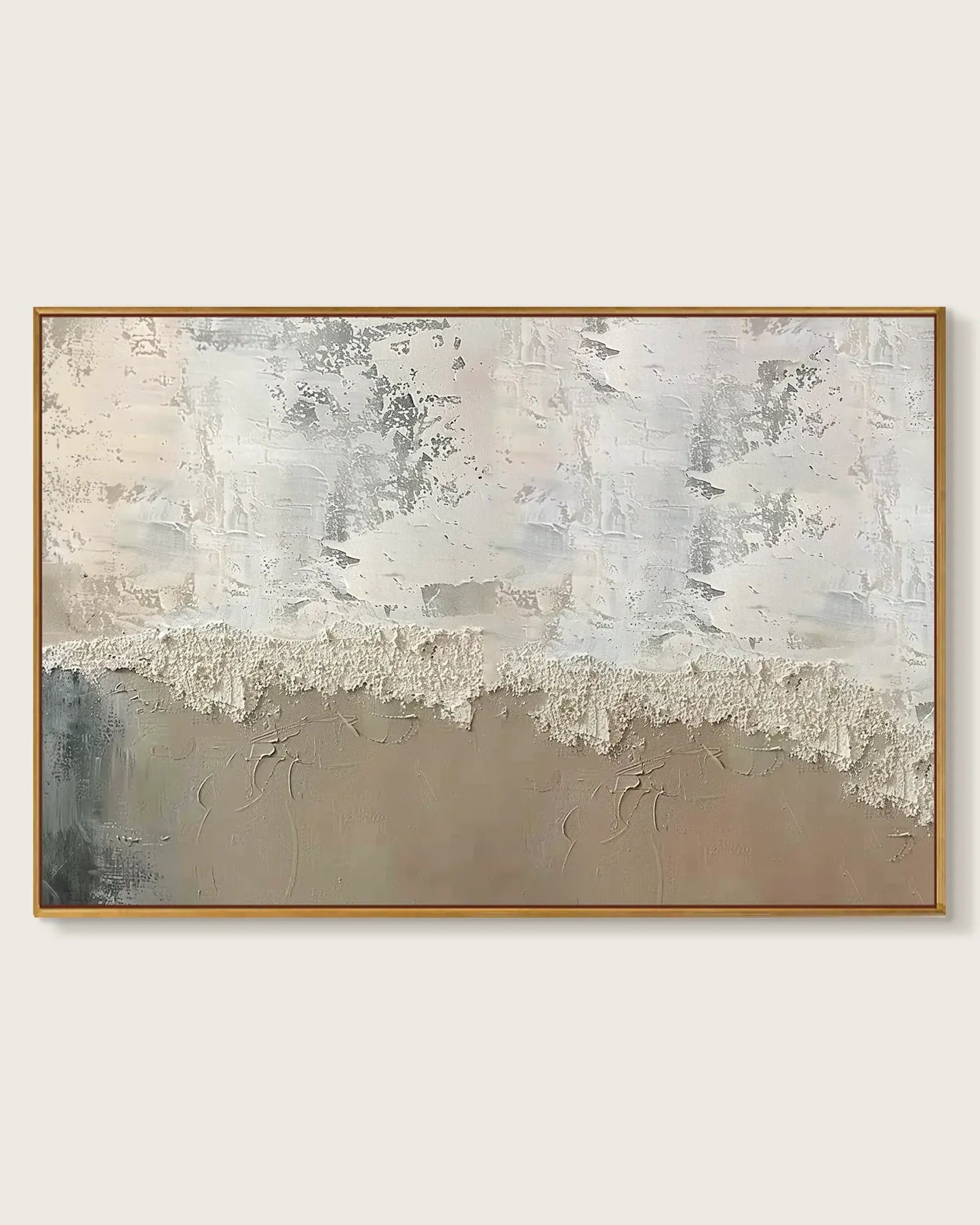 Horizontal Neutral Wabi Sabi Canvas Painting No.117