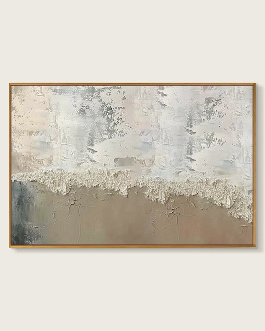 Horizontal Neutral Wabi Sabi Canvas Painting No.117