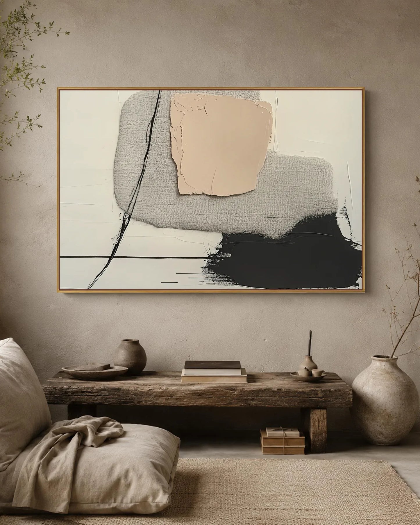 Large Natural Tone Wabi Sabi Artwork No.149