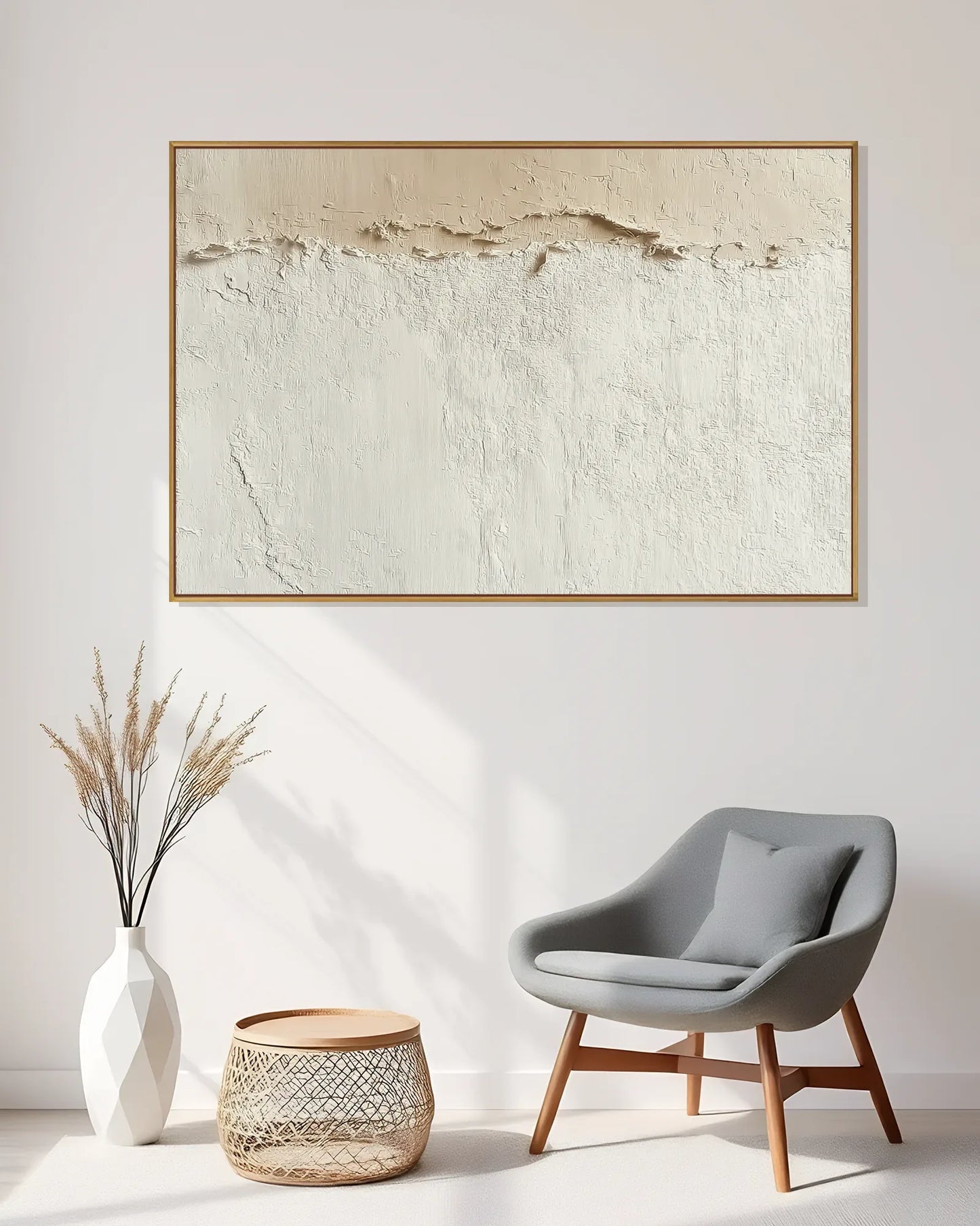 Large Natural Tone Wabi Sabi Canvas Art No.150