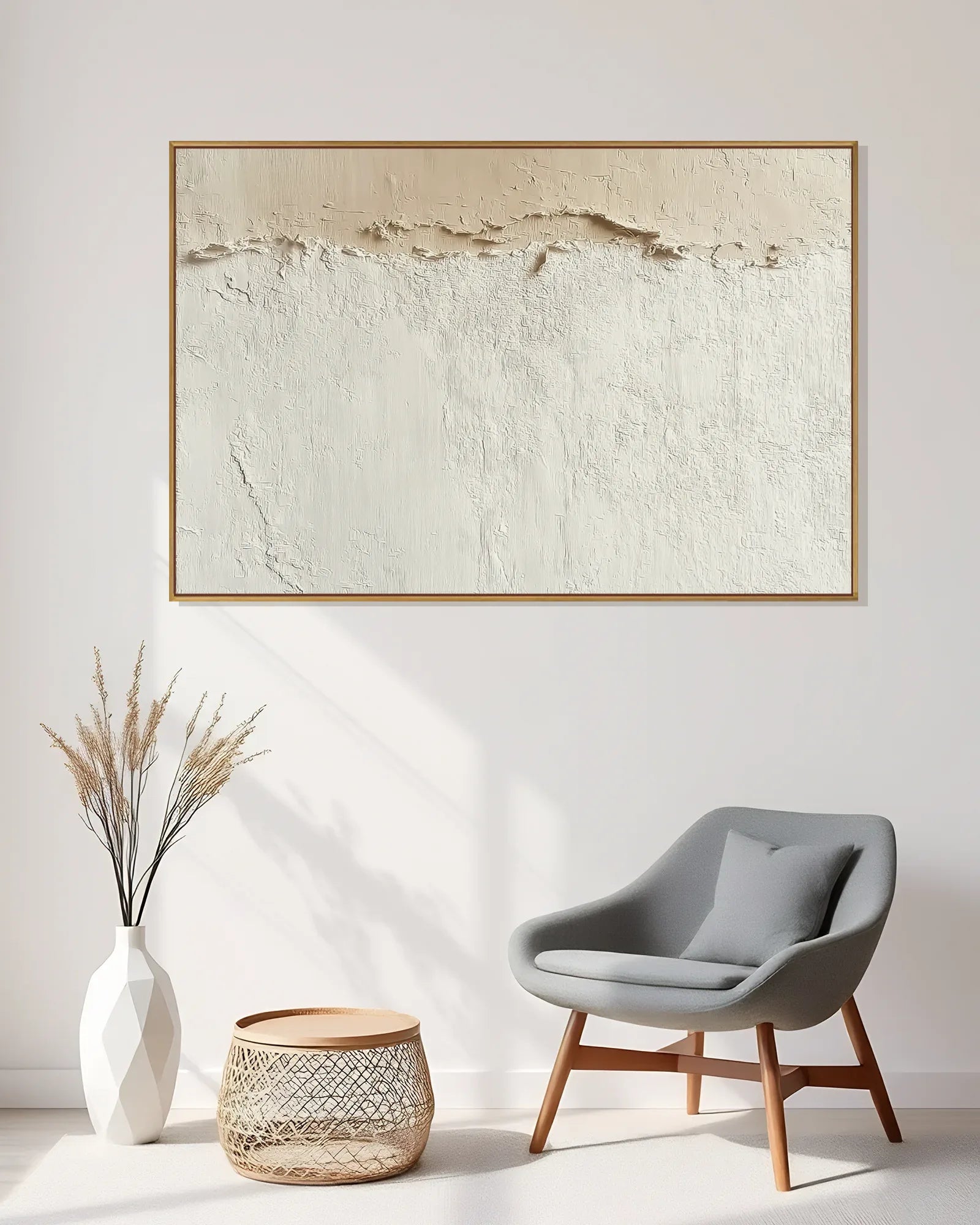 Large Natural Tone Wabi Sabi Canvas Art No.150