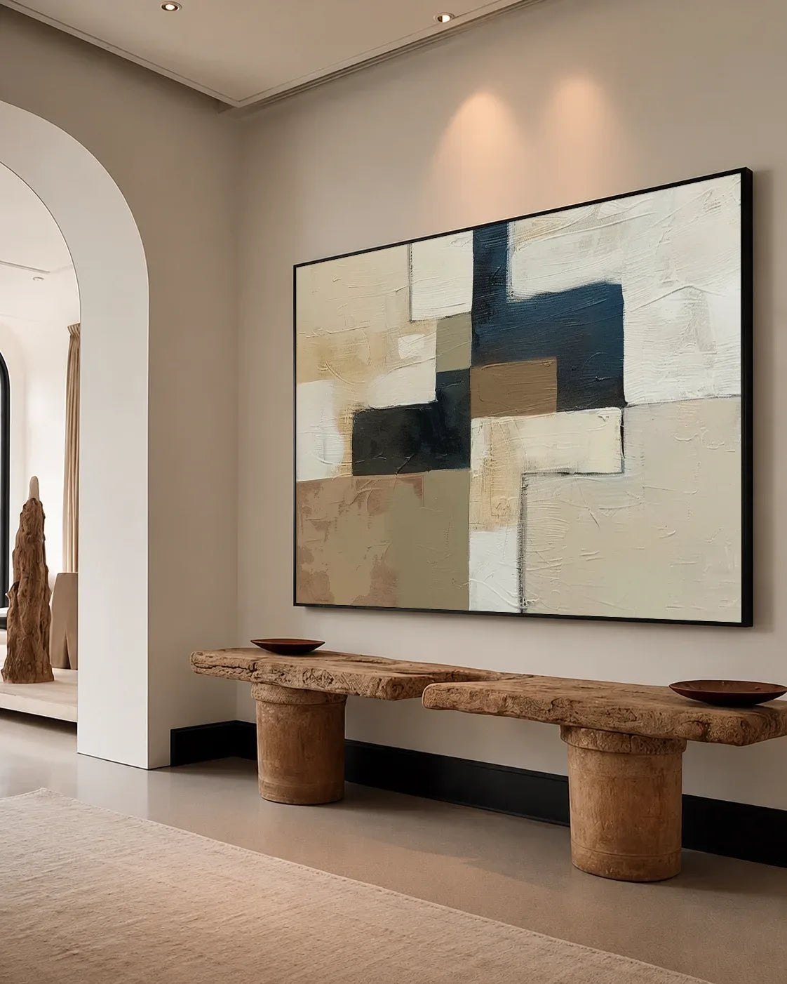 Large Neutral Wabi Sabi Canvas Painting No.142