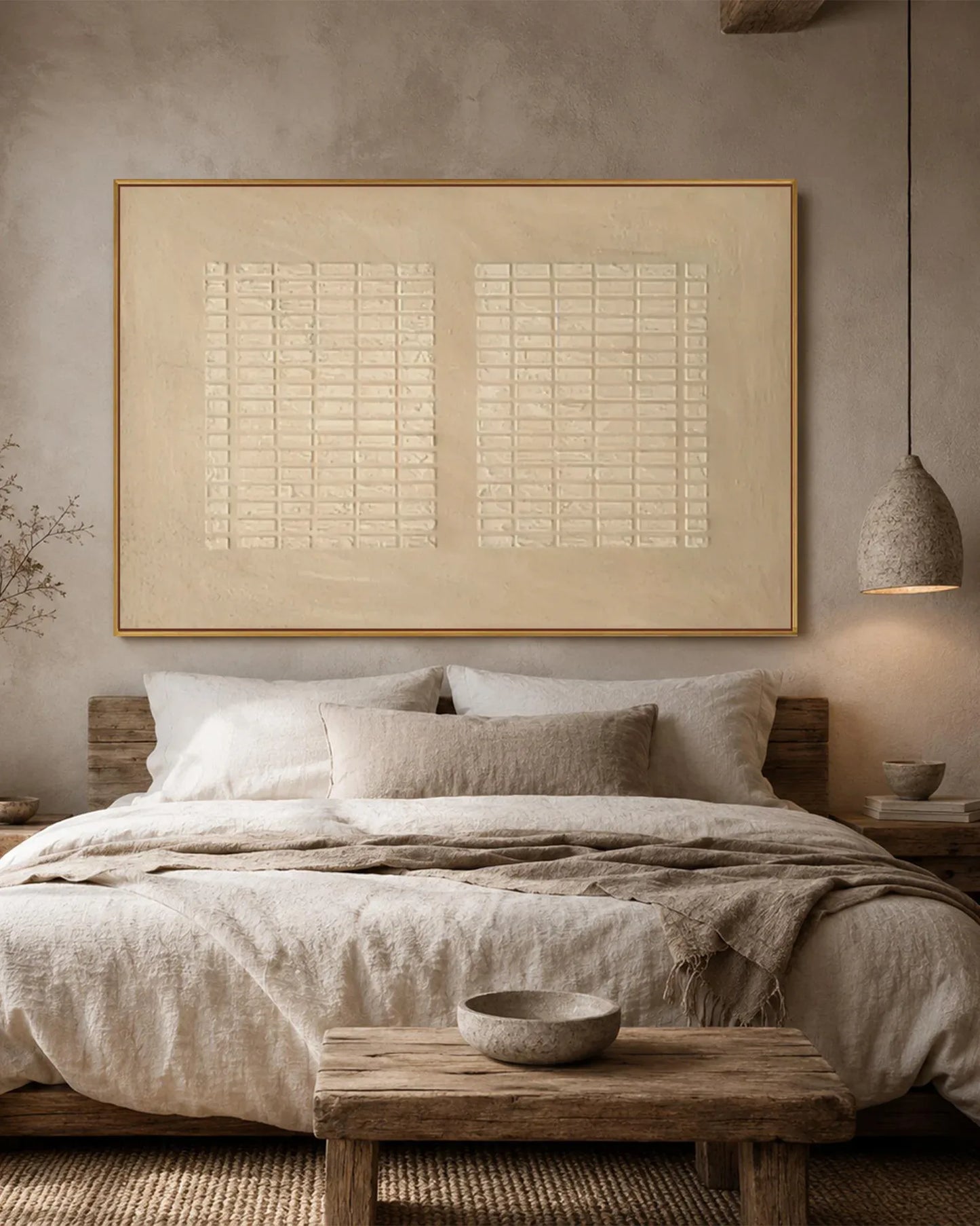 Oversized Natural Tone Wabi Sabi Artwork No.174