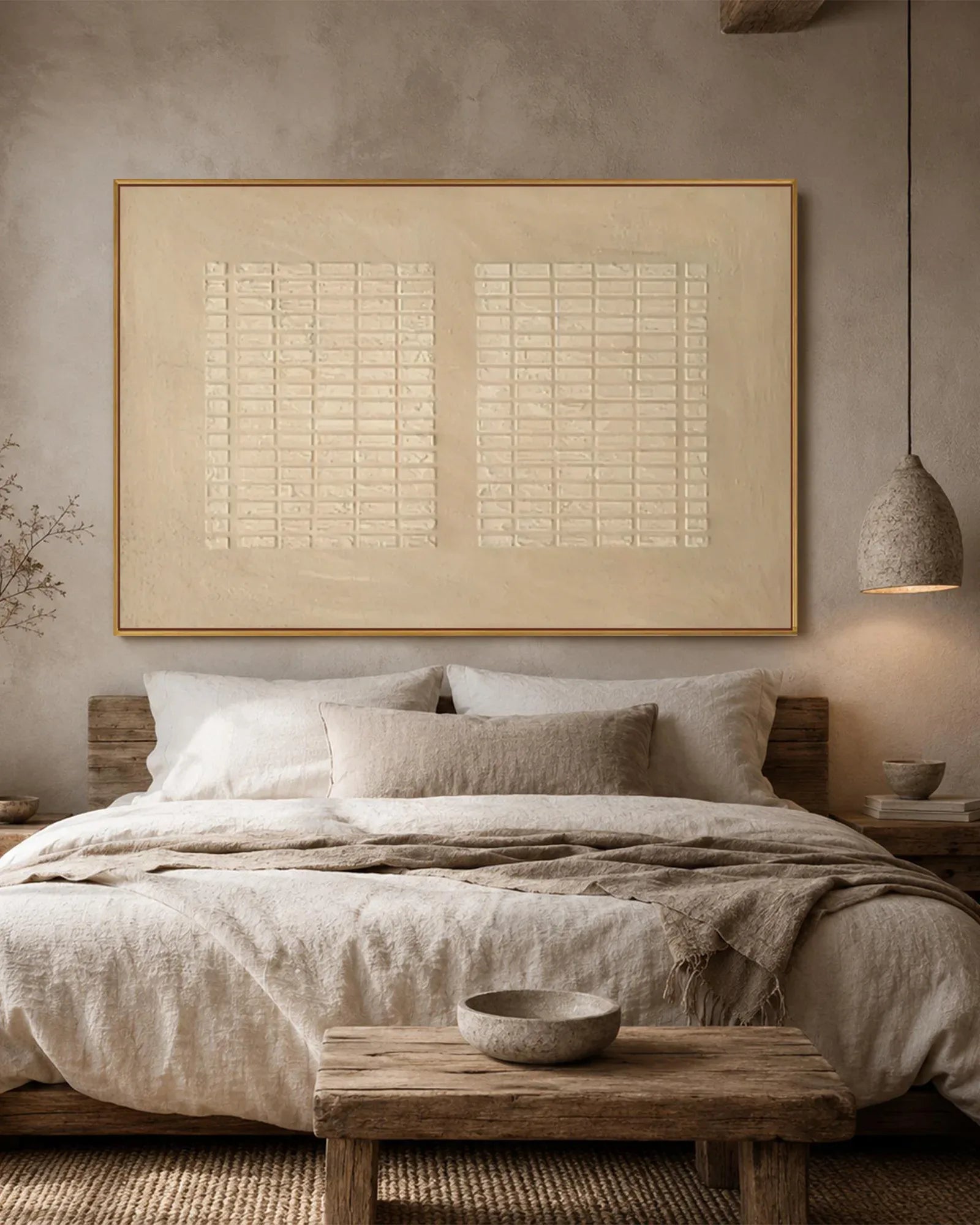 Oversized Natural Tone Wabi Sabi Artwork No.174