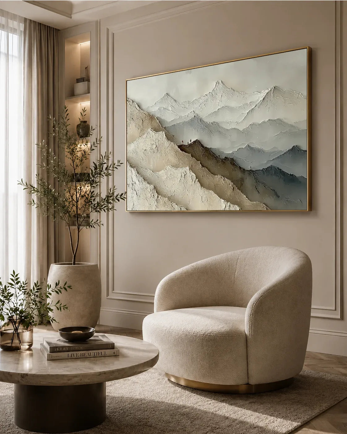 Oversized Neutral Wabi Sabi Canvas Painting No.167