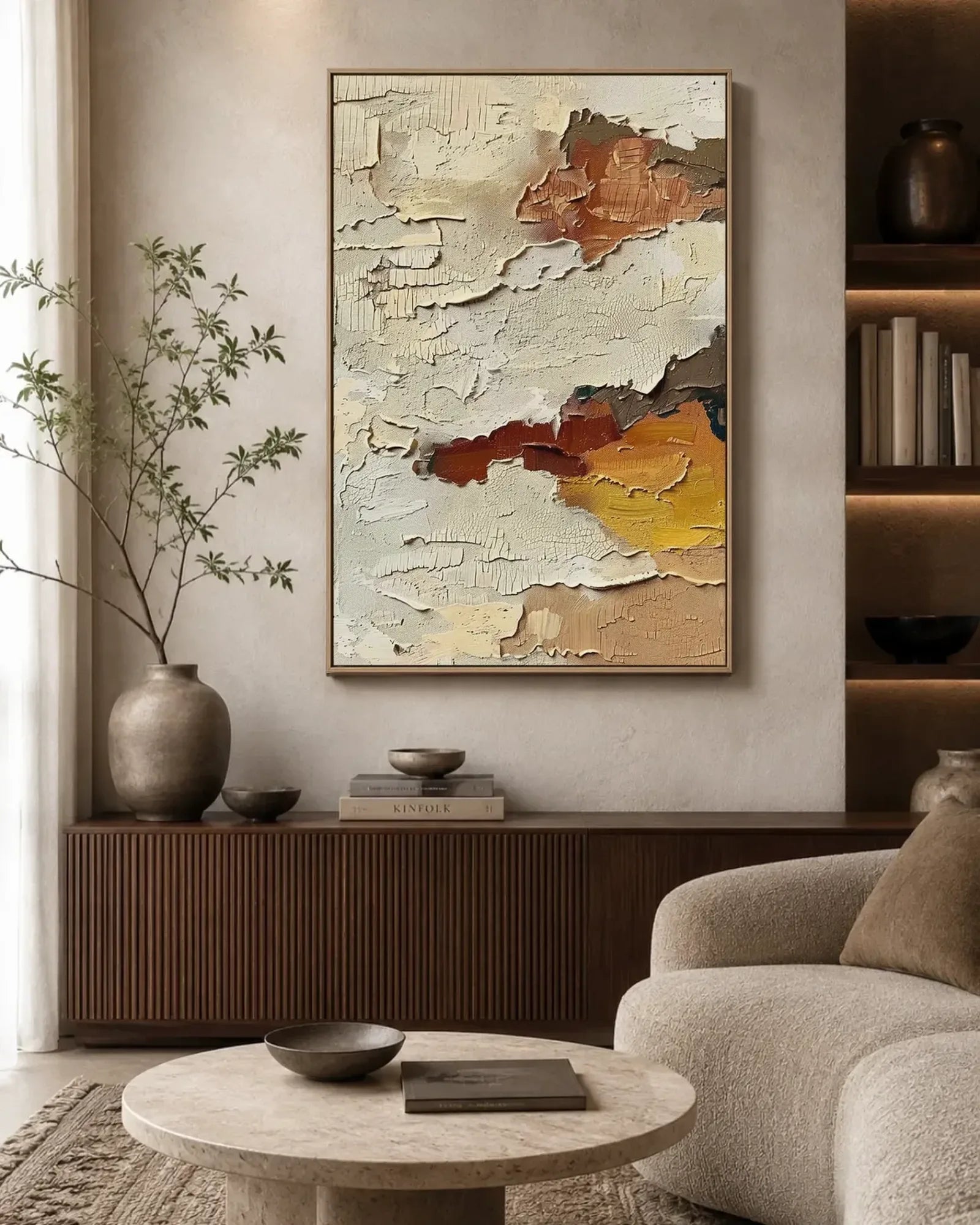 Soft Neutral Wabi Sabi Canvas Painting No.035