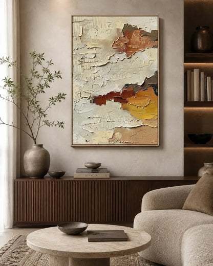 Soft Neutral Wabi Sabi Canvas Painting No.035