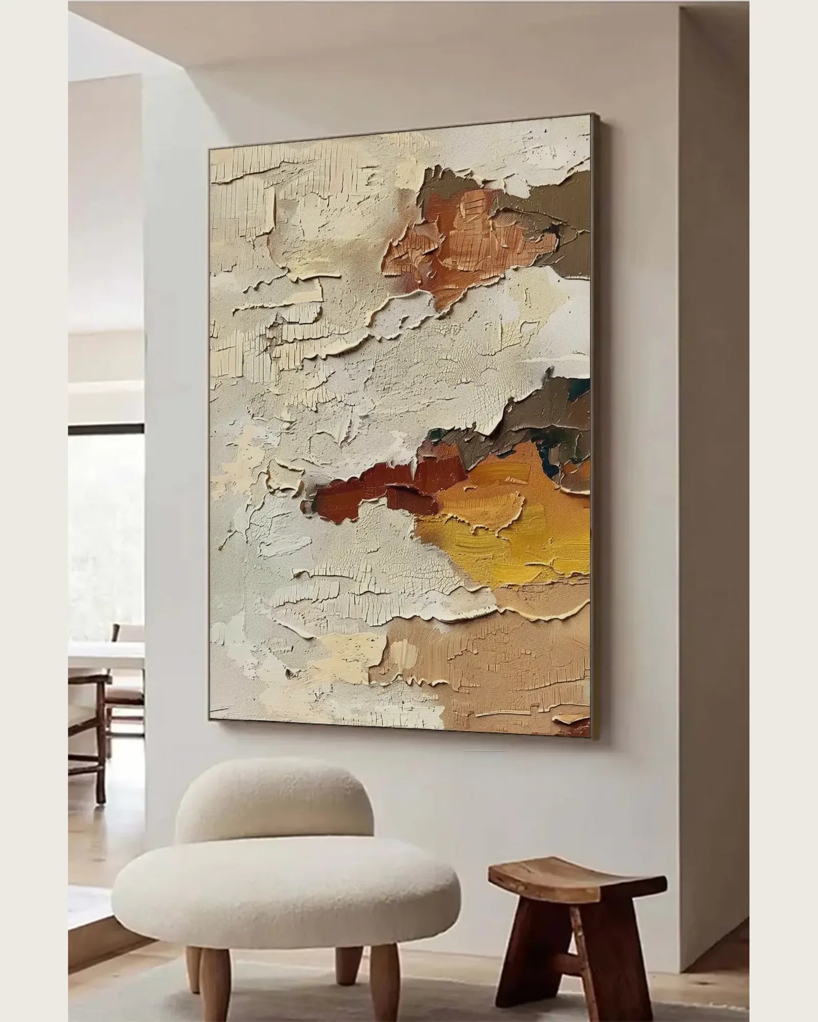 Soft Neutral Wabi Sabi Canvas Painting No.035