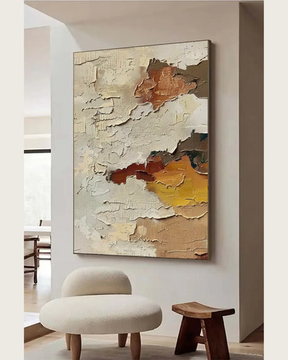 Soft Neutral Wabi Sabi Canvas Painting No.035