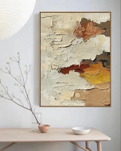 Soft Neutral Wabi Sabi Canvas Painting No.035