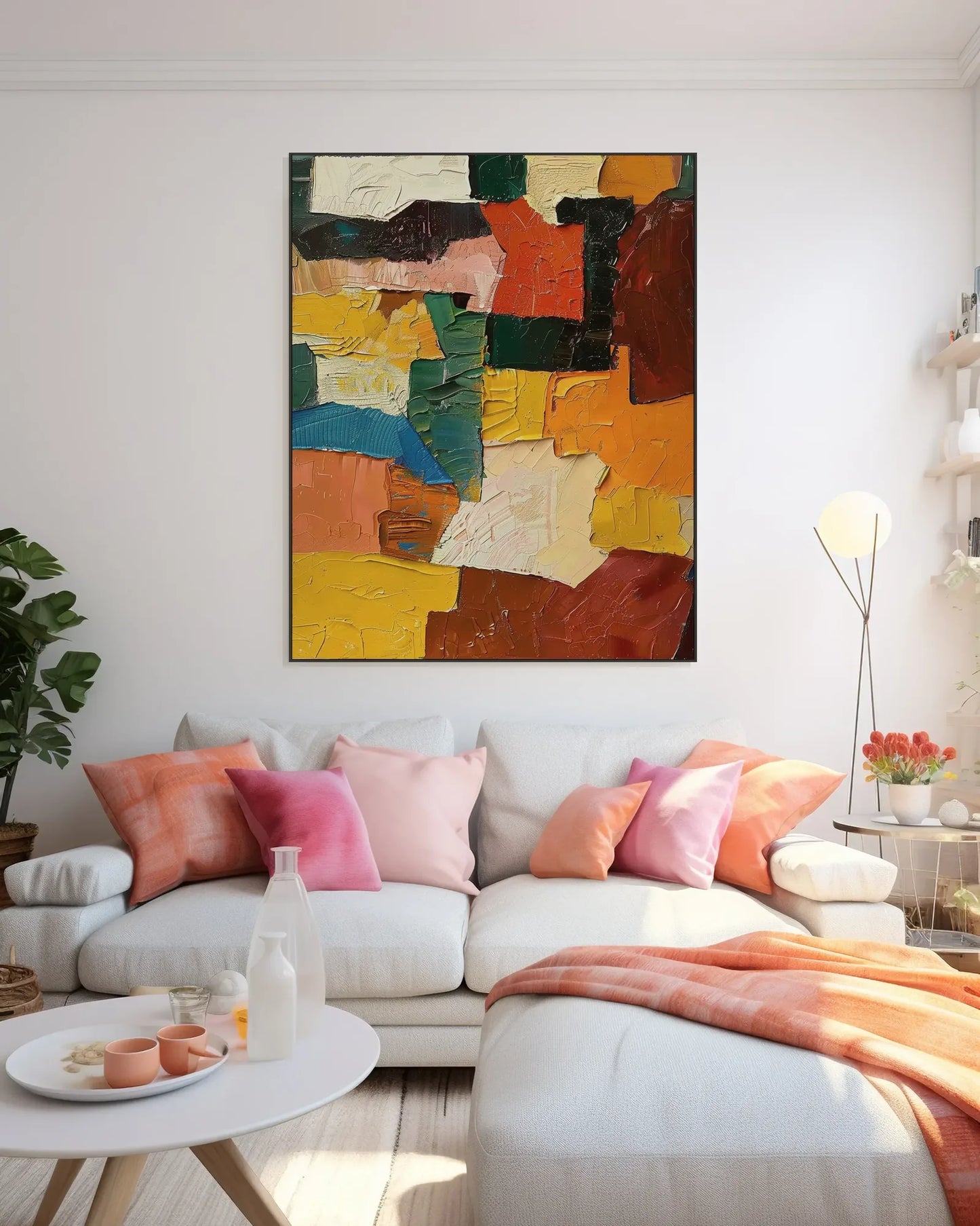 Textured Colorful Canvas Art for Living Room No.048