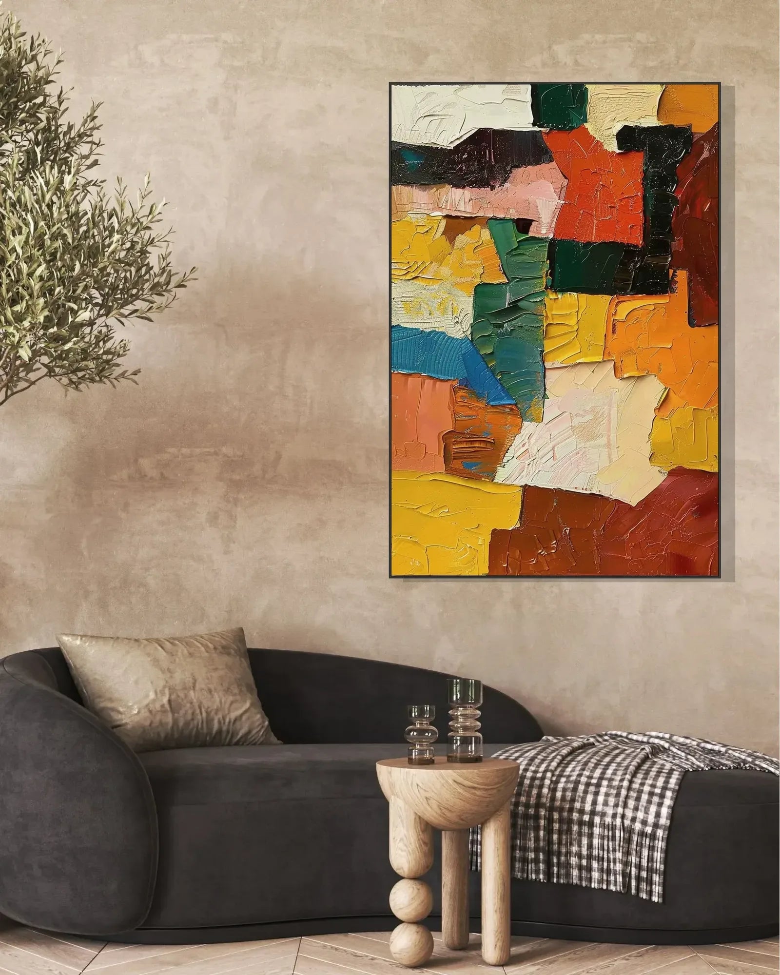 Textured Colorful Canvas Art for Living Room No.048