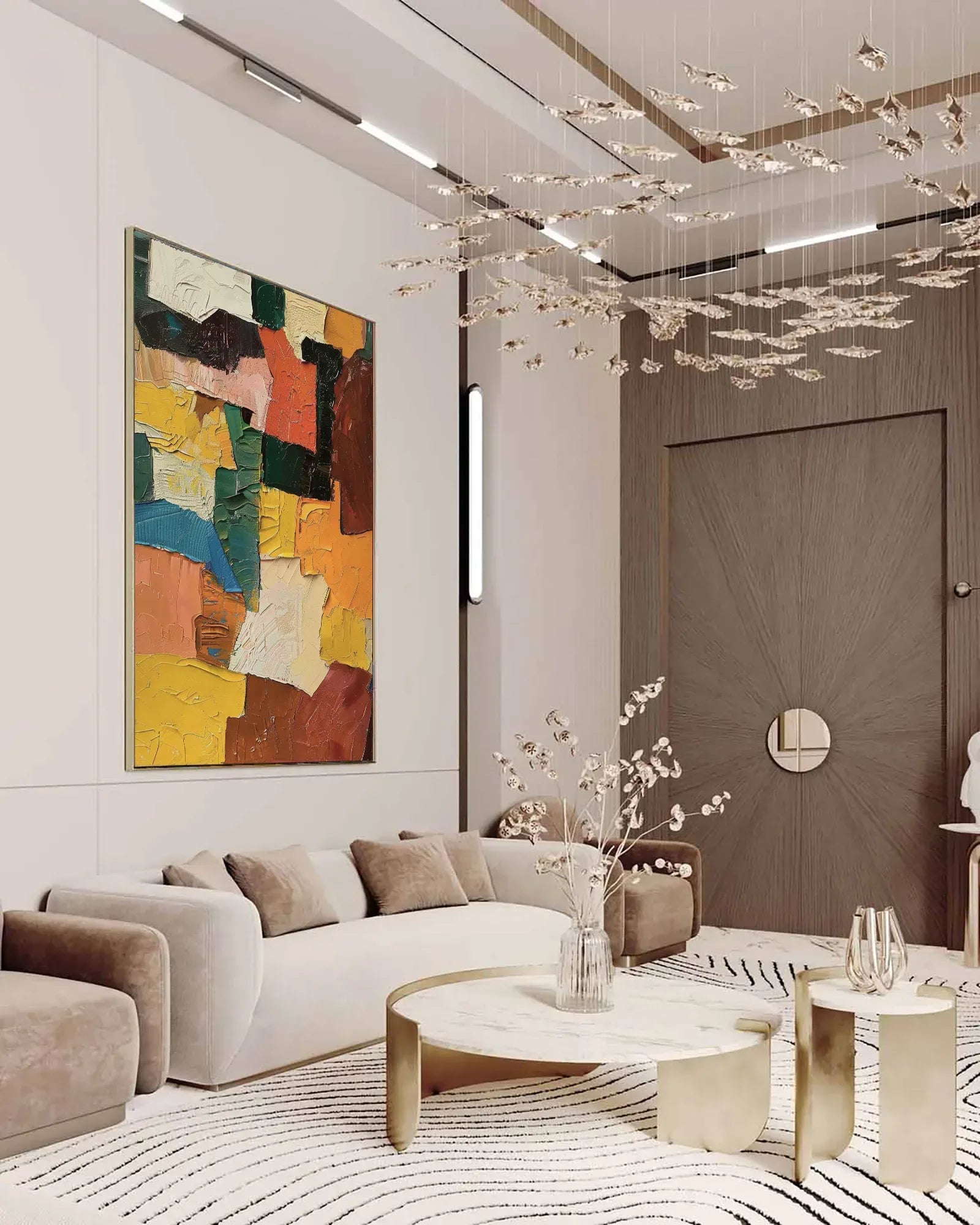 Textured Colorful Canvas Art for Living Room No.048