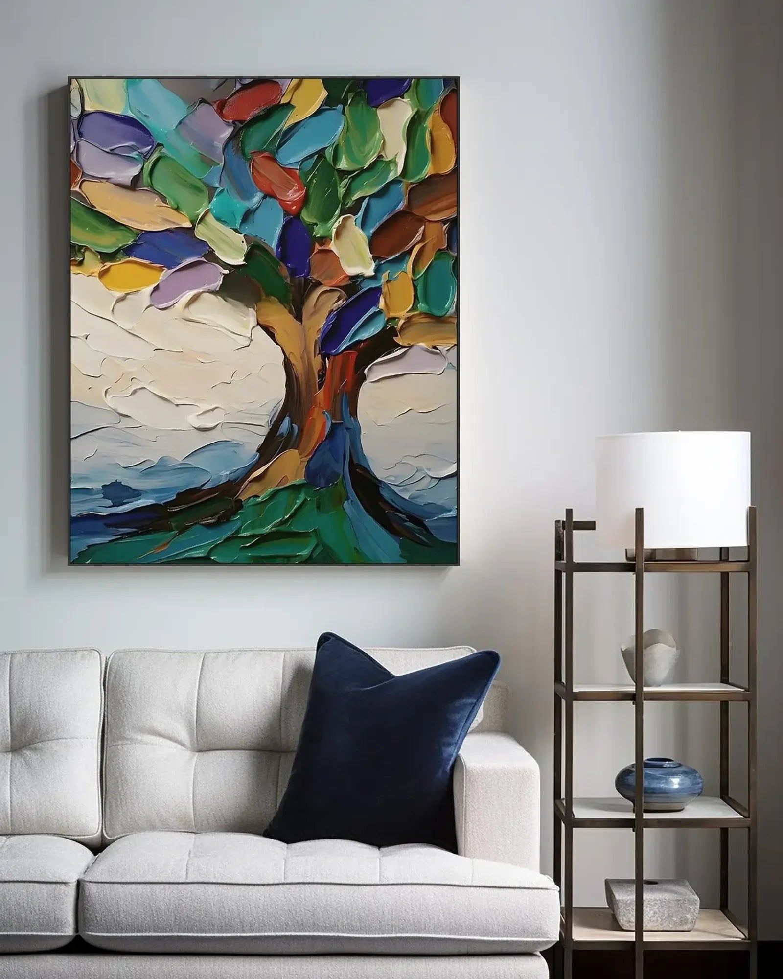 Textured Colorful Canvas Painting for Bedroom No.050