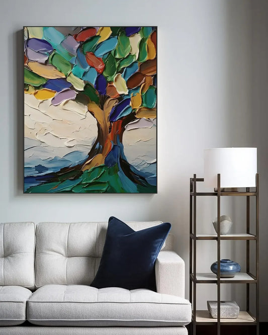 Textured Colorful Canvas Painting for Bedroom No.050