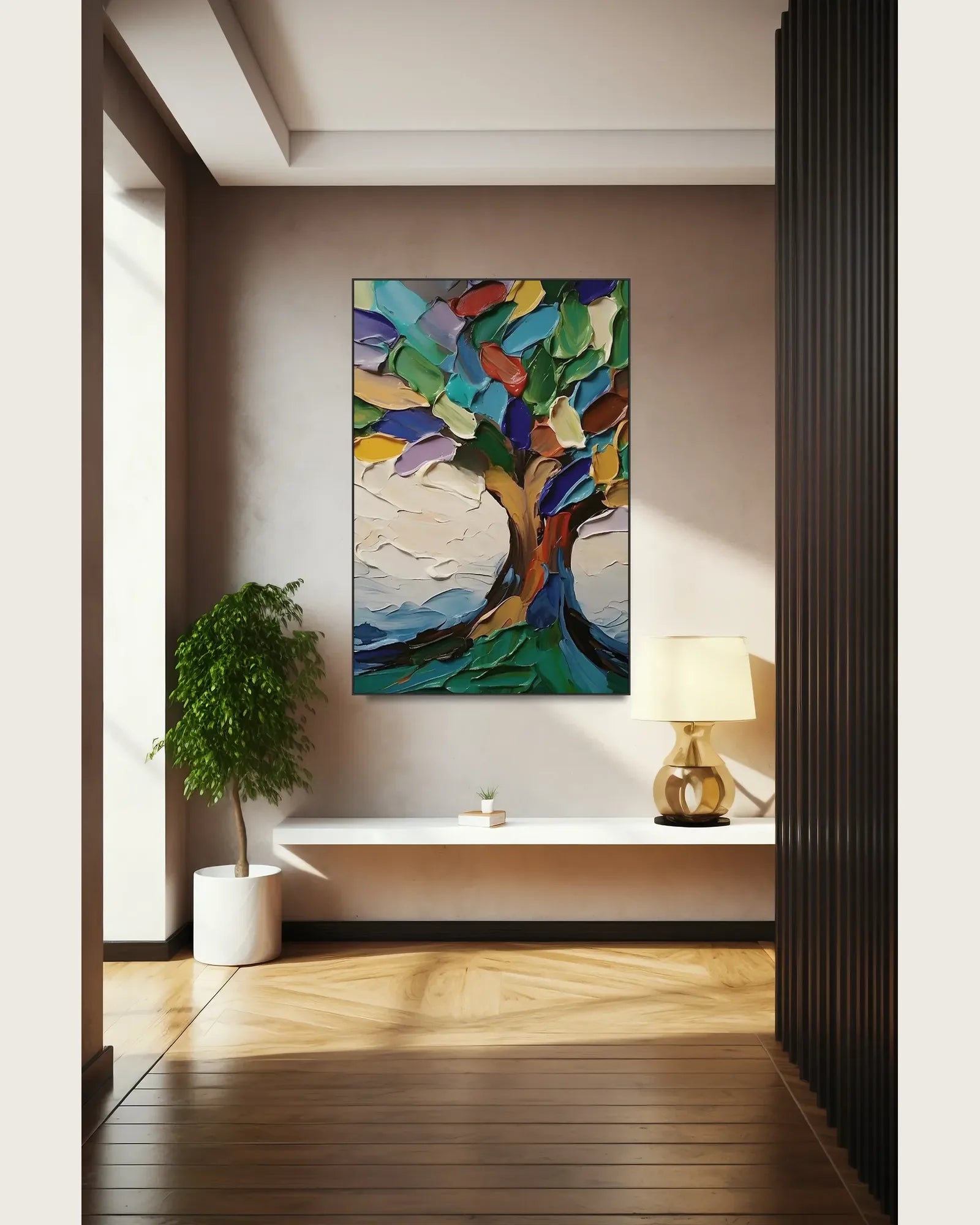 Textured Colorful Canvas Painting for Bedroom No.050