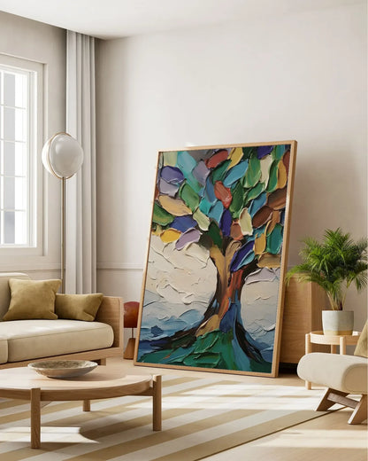 Textured Colorful Canvas Painting for Bedroom No.050