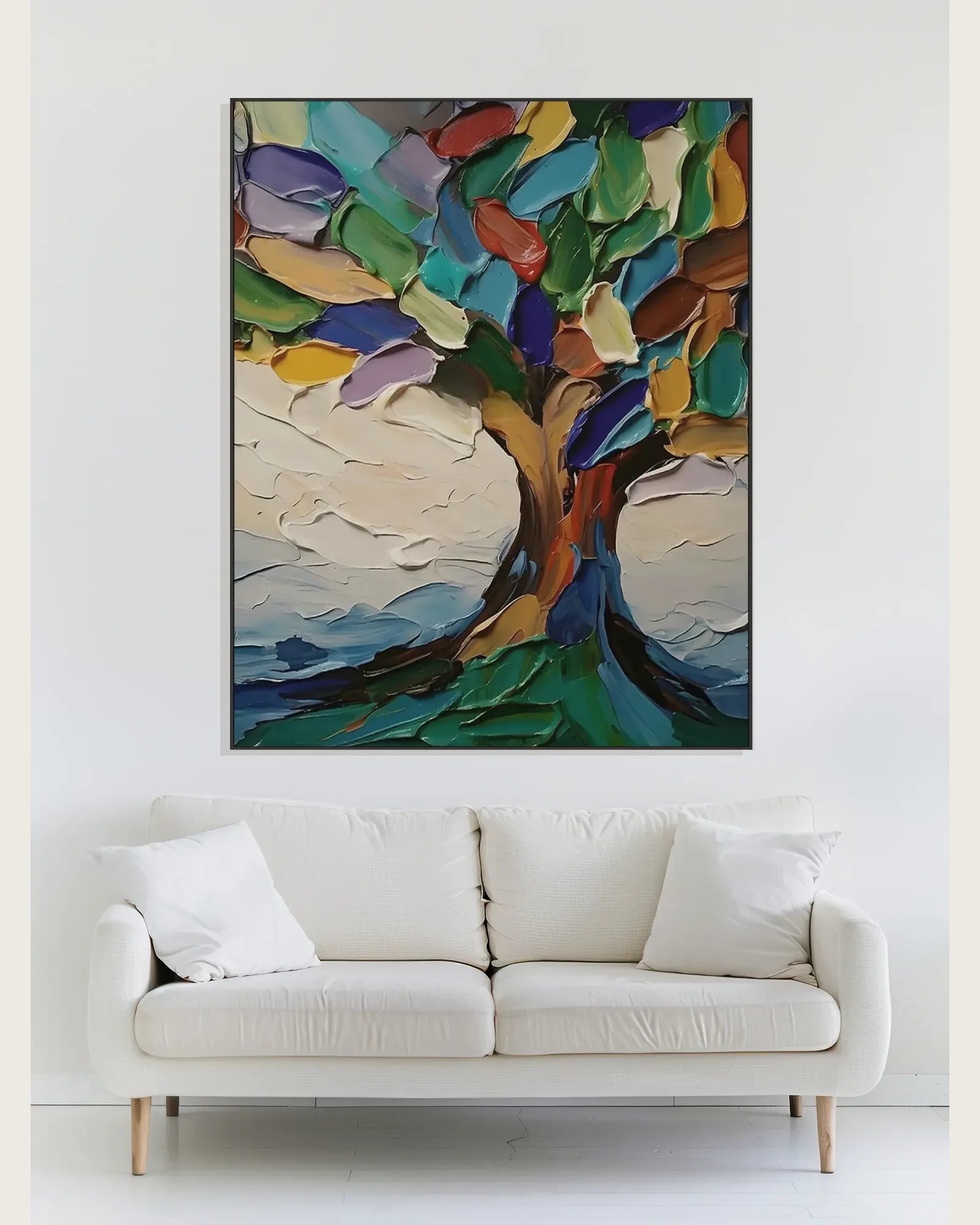 Textured Colorful Canvas Painting for Bedroom No.050