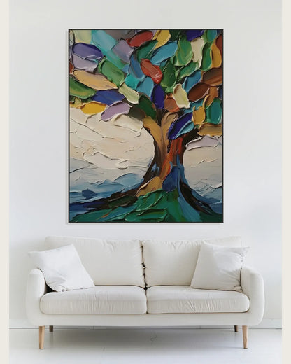 Textured Colorful Canvas Painting for Bedroom No.050