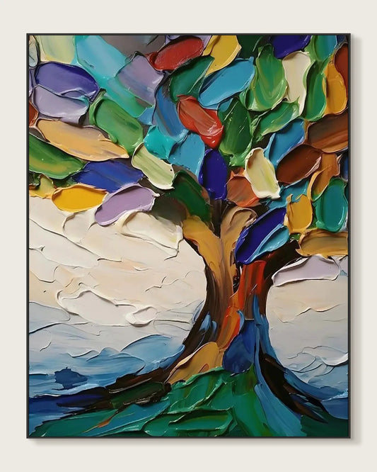 Textured Colorful Canvas Painting for Bedroom No.050