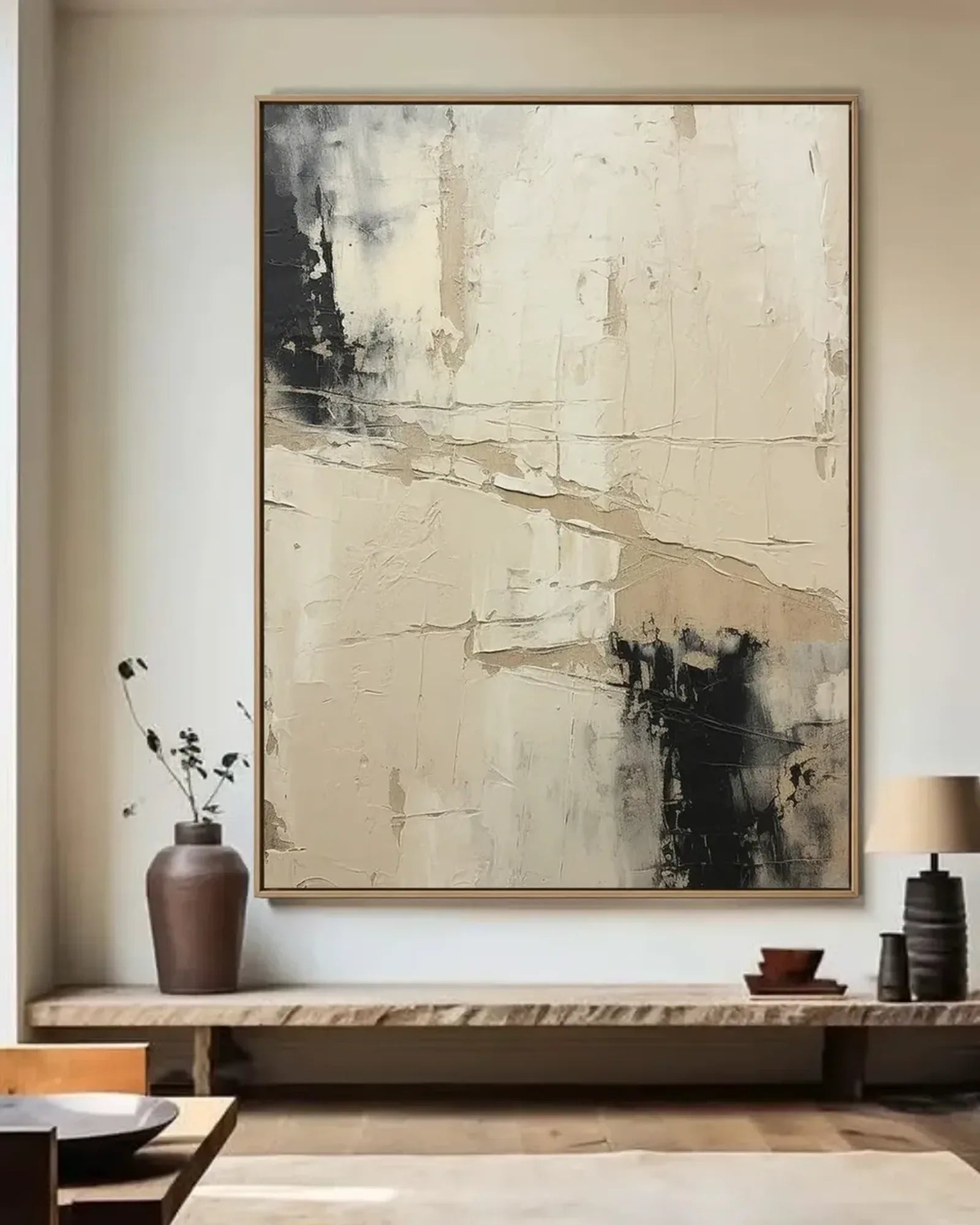 Warm Neutral Wabi Sabi Canvas Painting No.030