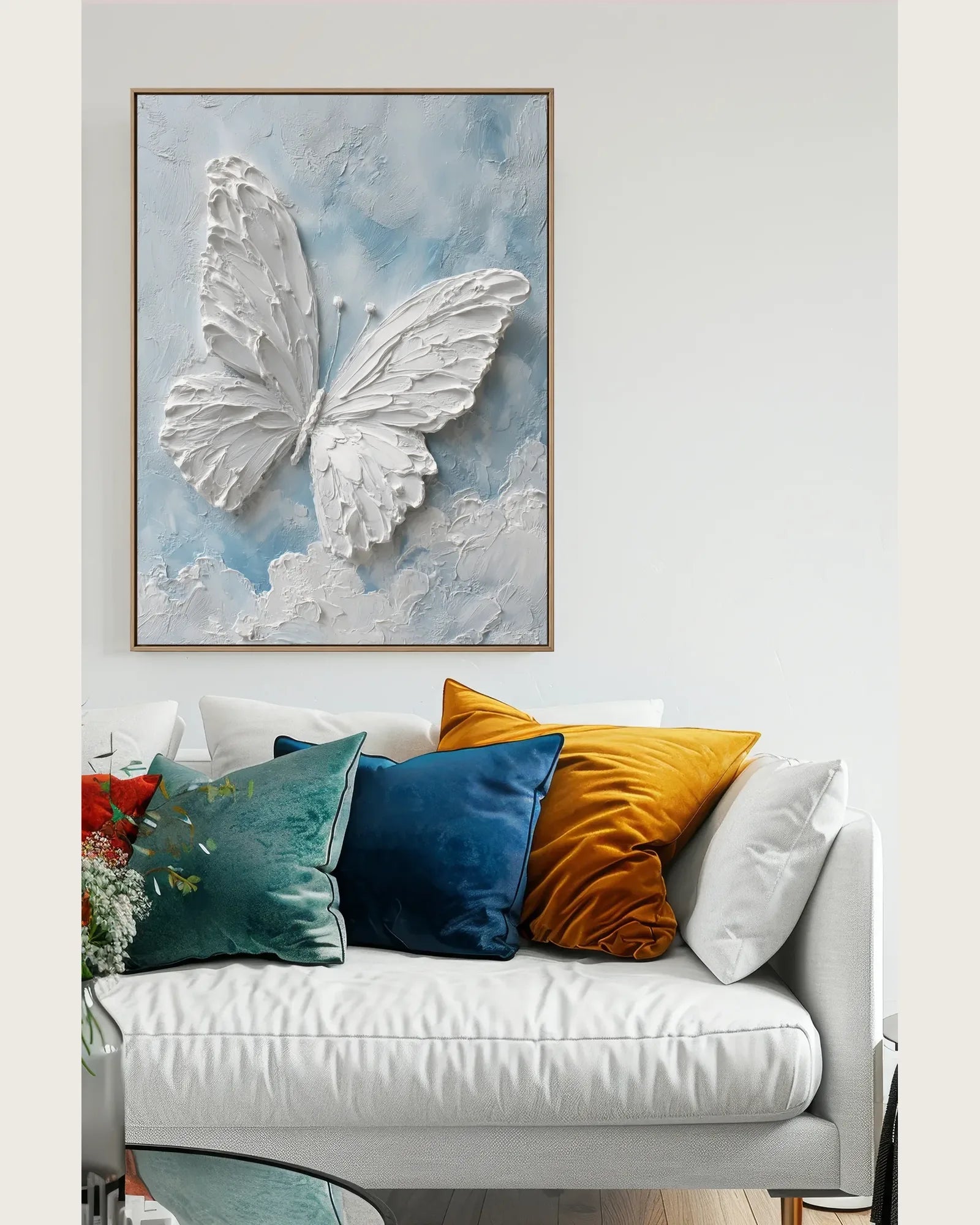 White Butterfly Canvas Painting No.074