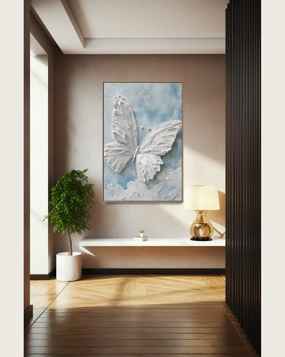 White Butterfly Canvas Painting No.074