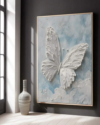 White Butterfly Canvas Painting No.074