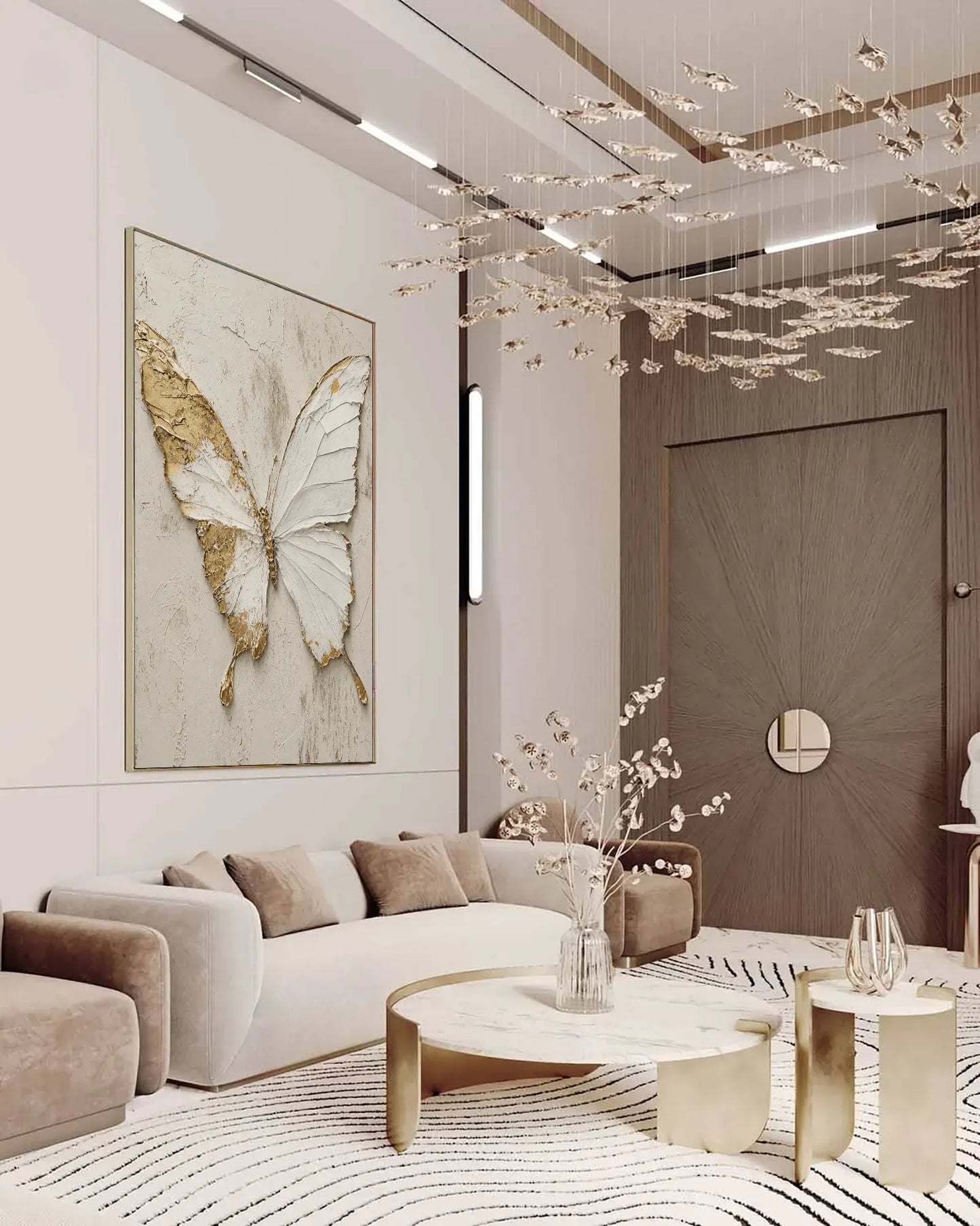 White Butterfly Texture Canvas Art No.077