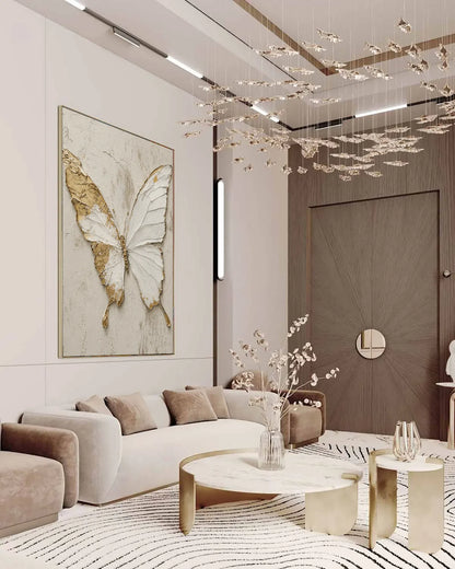 White Butterfly Texture Canvas Art No.077