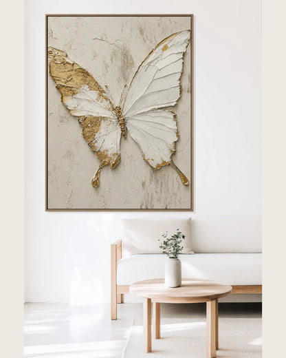 White Butterfly Texture Canvas Art No.077