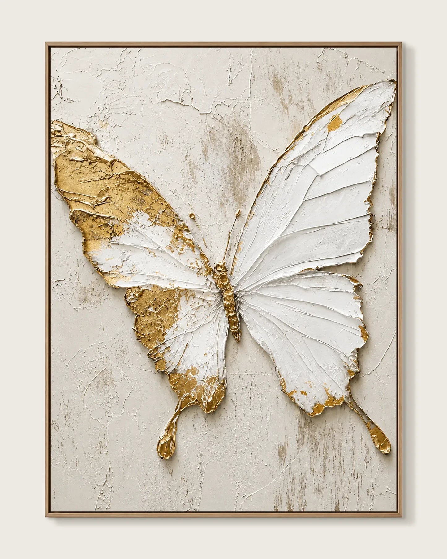 White Butterfly Texture Canvas Art No.077