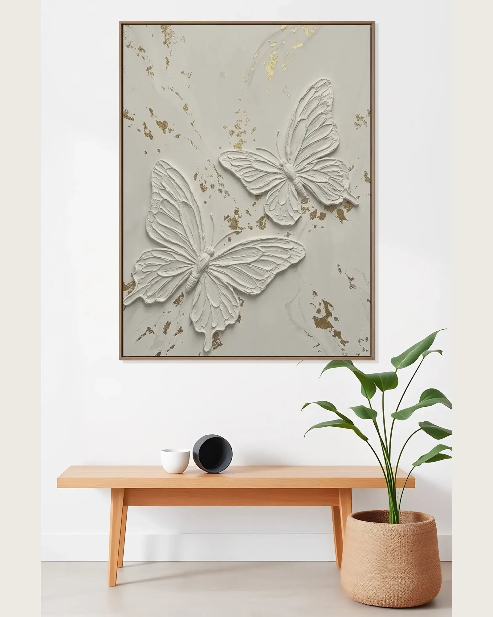White Butterfly Texture Wall Art No.076