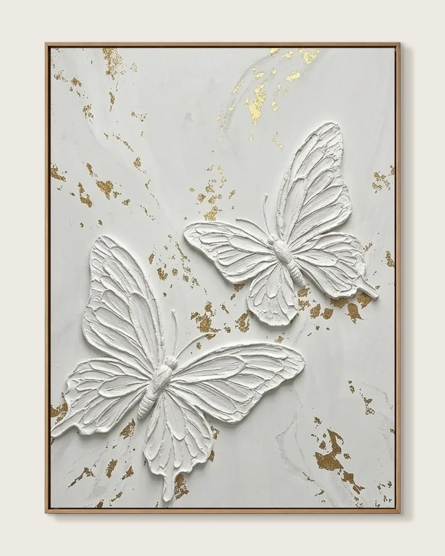 White Butterfly Texture Wall Art No.076