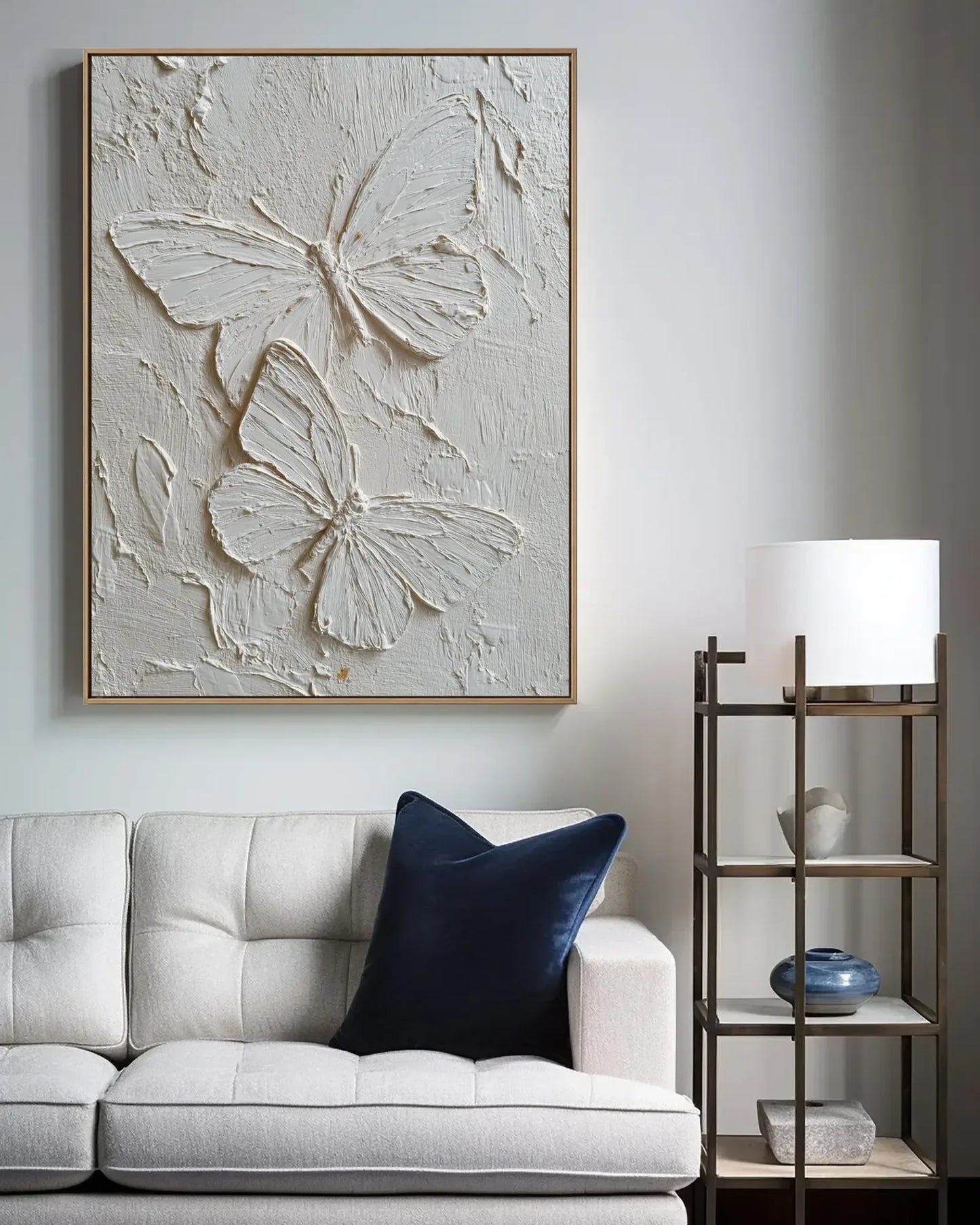 White Butterfly Texture Wall Decor No.079