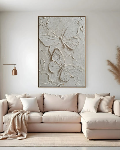 White Butterfly Texture Wall Decor No.079