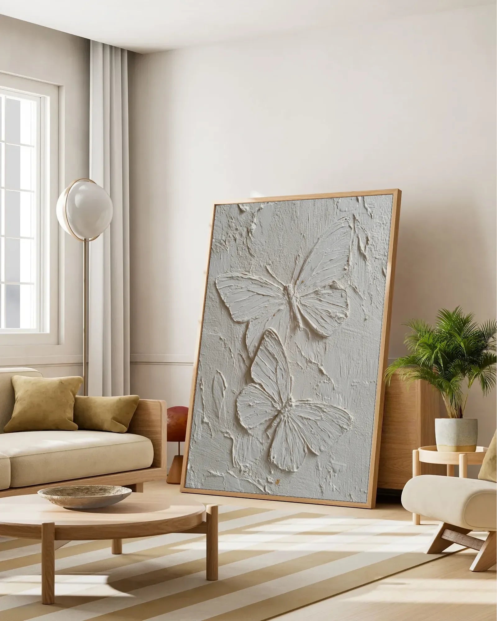 White Butterfly Texture Wall Decor No.079