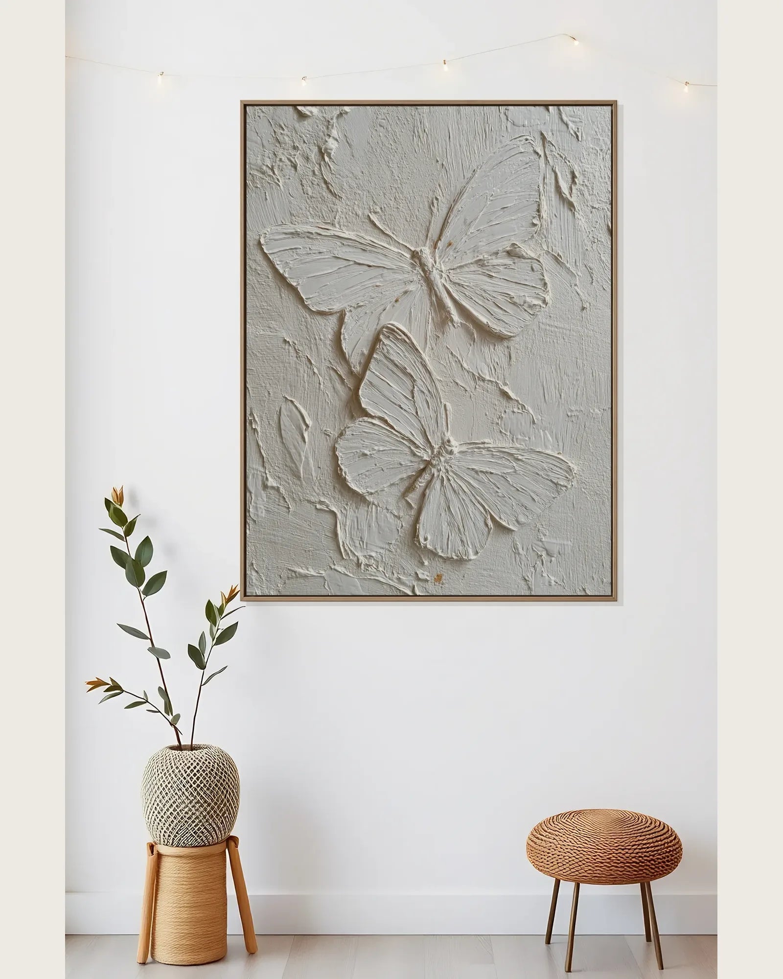 White Butterfly Texture Wall Decor No.079