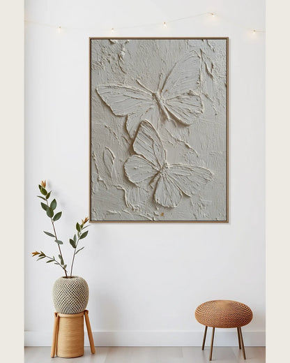 White Butterfly Texture Wall Decor No.079