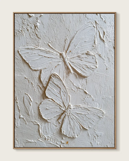 White Butterfly Texture Wall Decor No.079