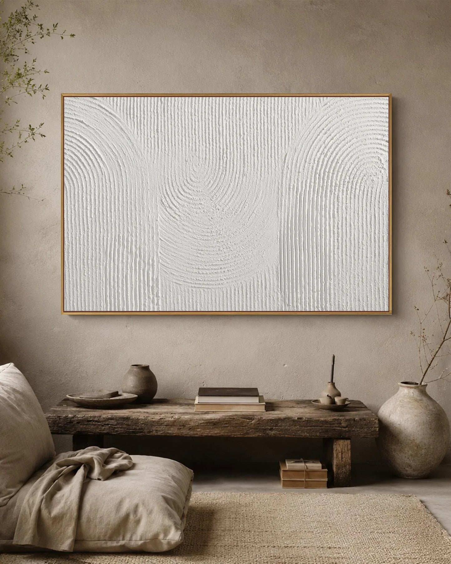 Wide Modern Wabi Sabi Canvas Painting No.197