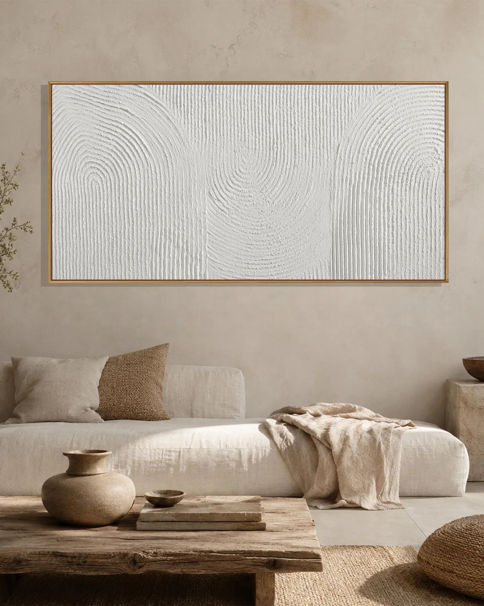 Wide Modern Wabi Sabi Canvas Painting No.197